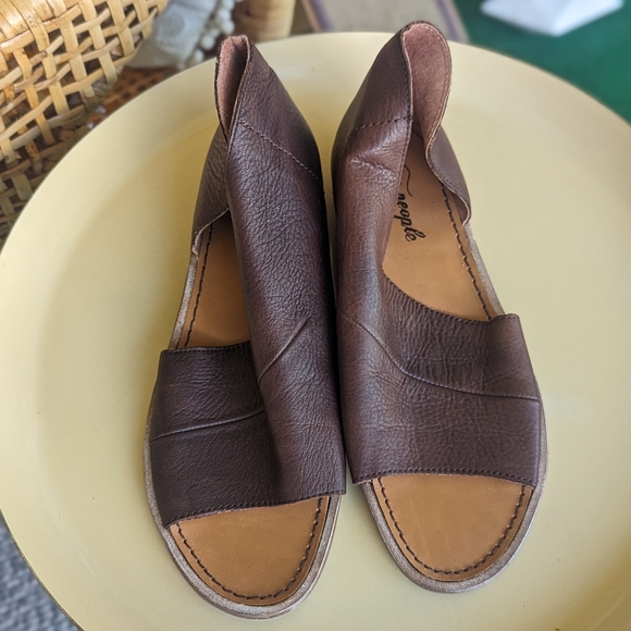 Free People 38 Mont Blanc Sandals Brown Leather Bohemian Summer Aesthetic - Picture 3 of 10